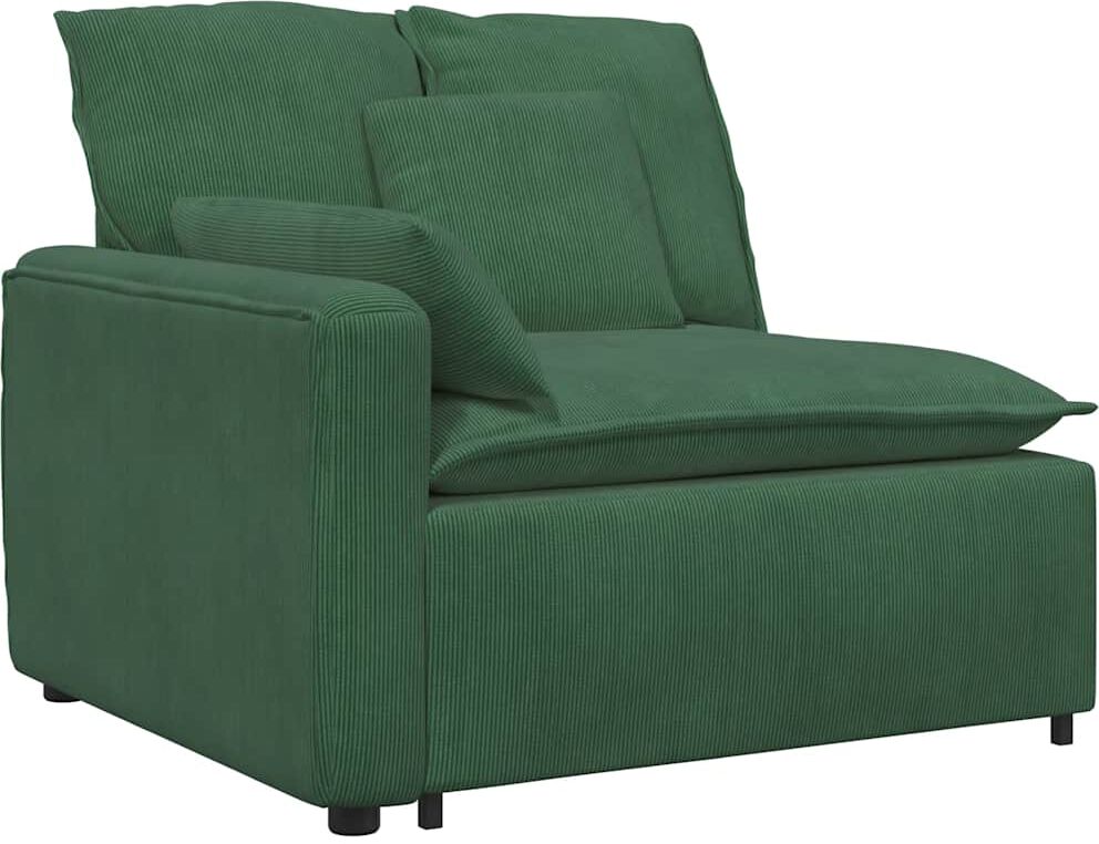 vidaXL Module accoudoir canapé modulaire avec coussins vert foncé