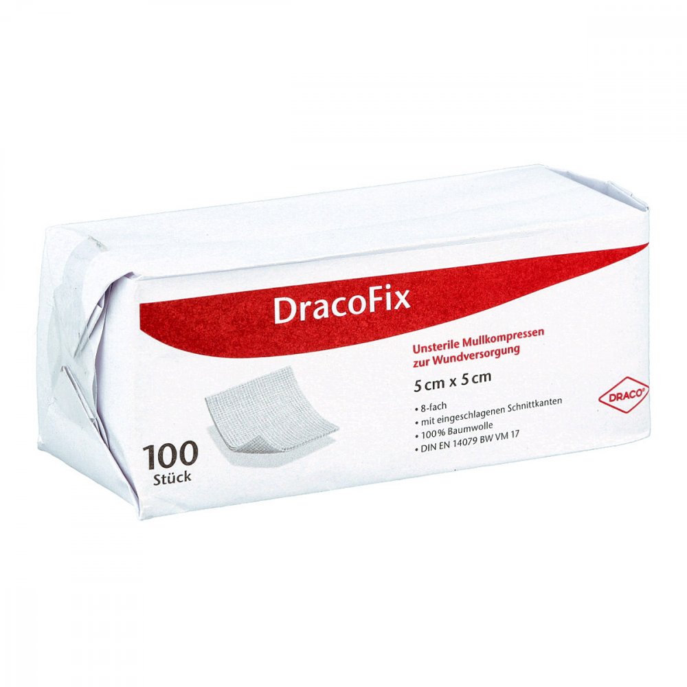 Dr. Ausbüttel GmbH & Co. KG Dracofix Op-kompressen 5x5 cm unsteril 8fach 02268480