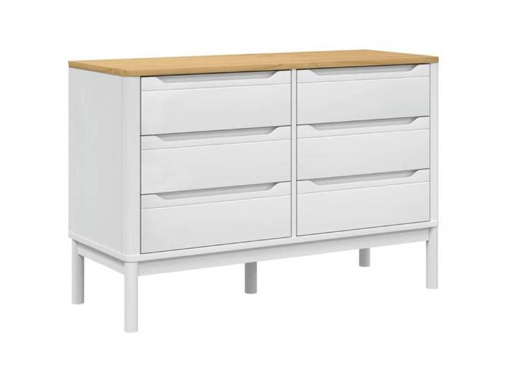 BEST-HOME Meuble rangement - UU - Commode FLORO blanc bois de pin massif HH10958