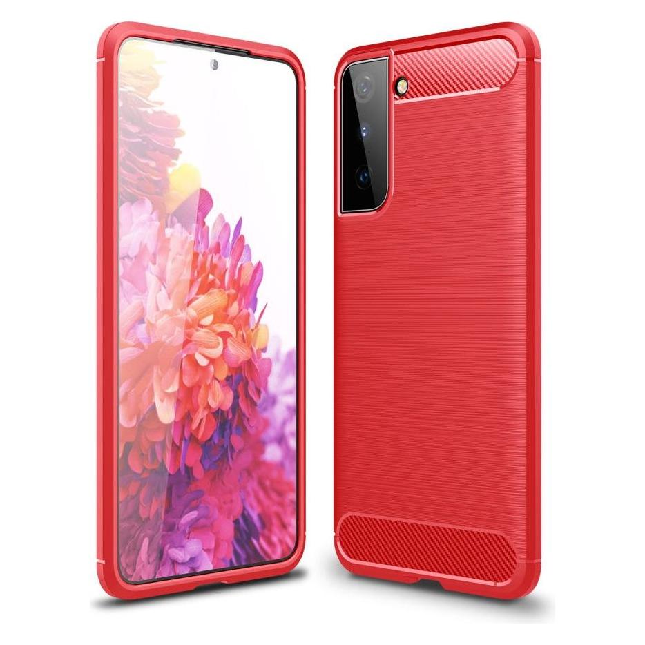 Cover-Discount Galaxy S21+ - Metall Carbon Look Gummi Hülle rot (Samsung Galaxy S21+) (101232166B)