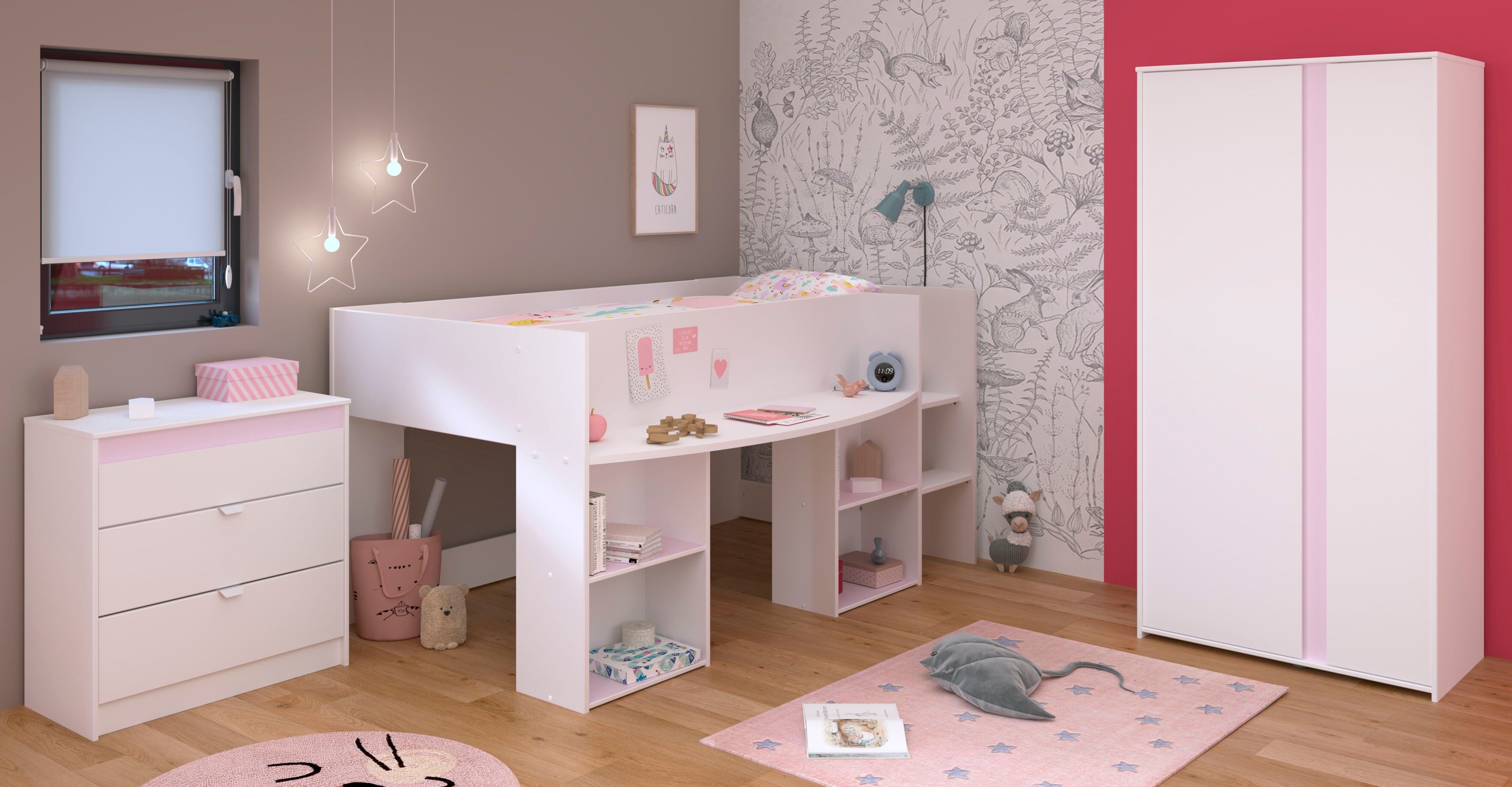 Jugendzimmer-Set PARISOT "Pirouette 12", weiss (weiß), Schlafzimmermöbel-Sets, Jugendzimmer-Set weiß Einheitsgröße