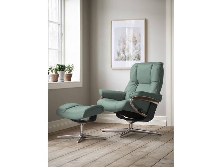 Relaxsessel, Aqua Grün, 79x102x73 cm, Leder Paloma, Mit Hocker & Cross Base, Modern, Stressless