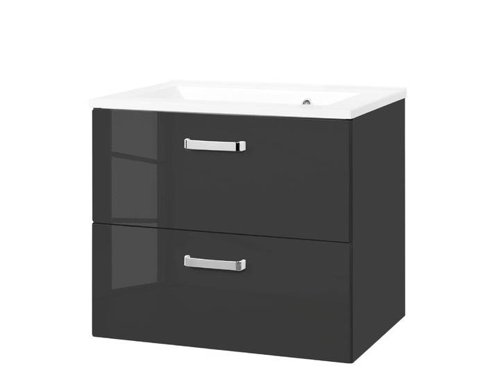 Waschtisch I 60cm Grau/Hochglanz Grau/Graphit