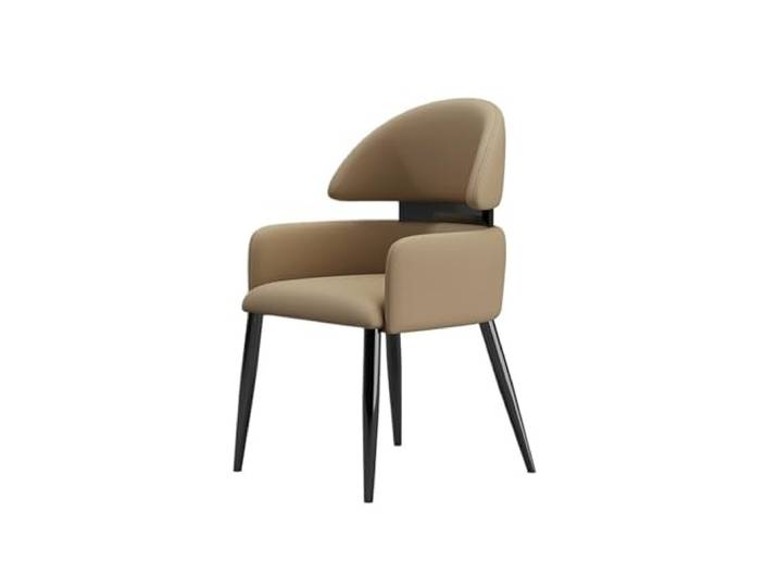 Xumh2024-3 Küchenstuhl Mid-Century Modern Esszimmerstühle, mit Armlehnen, Kunstleder-Esszimmerstühle for die Küche schwarzen Metallbeinen(Bruin)