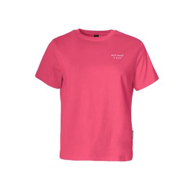 T-Shirt KLEINIGKEIT "Kleinigkeit Görls Easyfit Shört Don´t Forget", Damen, Gr. S, pink (hot pink), 100% Baumwolle, bedruckt, normal, Rundhals, Shirts T-Shirt