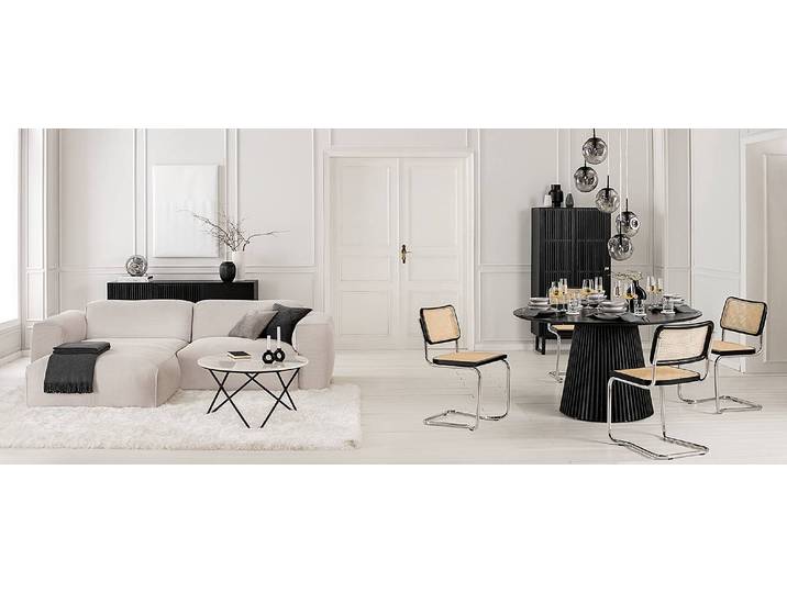 Table ronde Ø 140cm Noir/Frêne noir