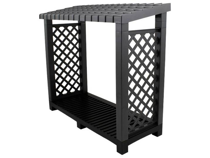 KHW Kaminholzregal aus stabilem und wetterfestem Kunststoff, BxTxH:114x47x102 cm, schützt Kaminholz vor Feuchtigkeit