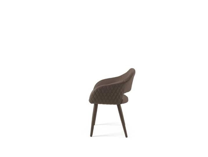 Chaises - LIVIA - Simili cuir marron - Lot de 2 - Style vintage - Surpiqûres losanges