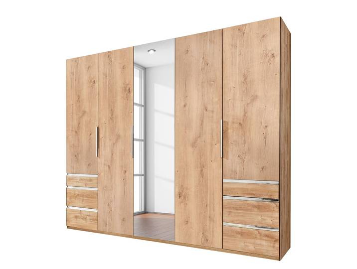 Drehtürenschrank Level 36A 250 x 236cm Beige/Plankeneiche Dekor mit Spiegeltür/-en