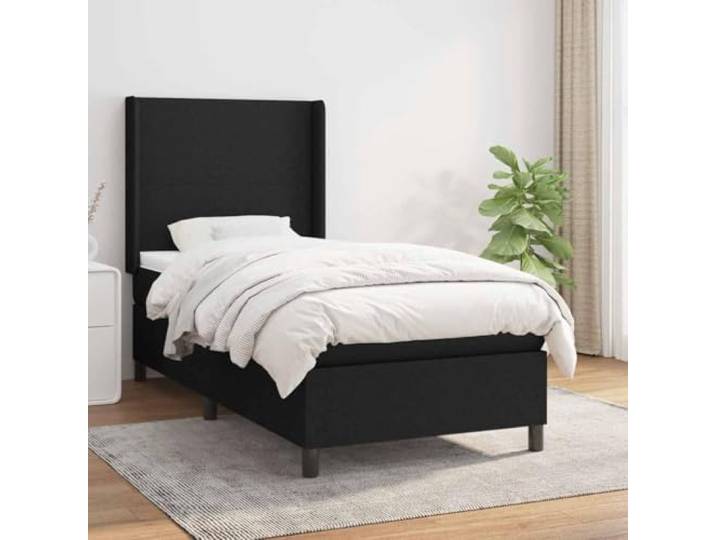 RJPLMFV Lattenrost, Matratze, Schwarz, 90 x 190 cm, Stoff Verstellbarer Kopf, Taschenfedern, mittlere Unterstützung, weicher Matratzenschoner