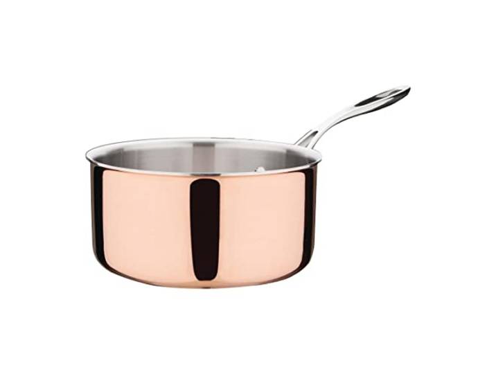 Vogue Copper Tri-Wall Kasserolle 20cm, Kupfer, Fassungsvermögen: 3,3 Liter, Material: Kupfer, Induktionsgeeignet, Deckel (Y424) separat erhältlich, FS667, Silver