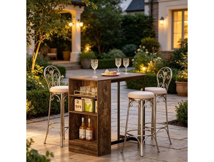 Table bar industrielle noir 91x49x91 cm