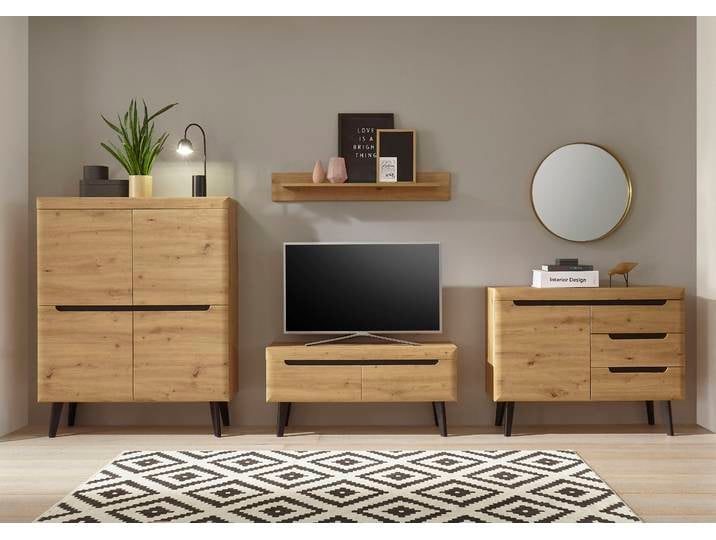 Wohnwand HOME AFFAIRE Torge, Anbauwand, Schrankwand, Mediawand, Wohnzimmer-Set , braun (eiche), B:361cm H:170cm T:40cm, Holzwerkstoff, Kastenmöbel-Sets, Wohnwand