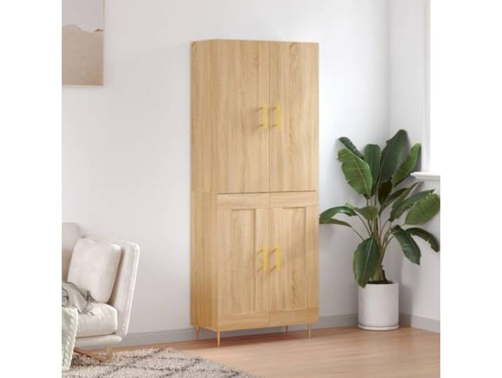 HEFZGDB Highboard Sonoma-Eiche mit Wandhalterung zur Sicherheit, modernes Design Schrank für Wohnzimmer mit viel Stauraum, Aufbewahrungsschrank mit Metallfüßen aus Holzwerkstoff langlebig