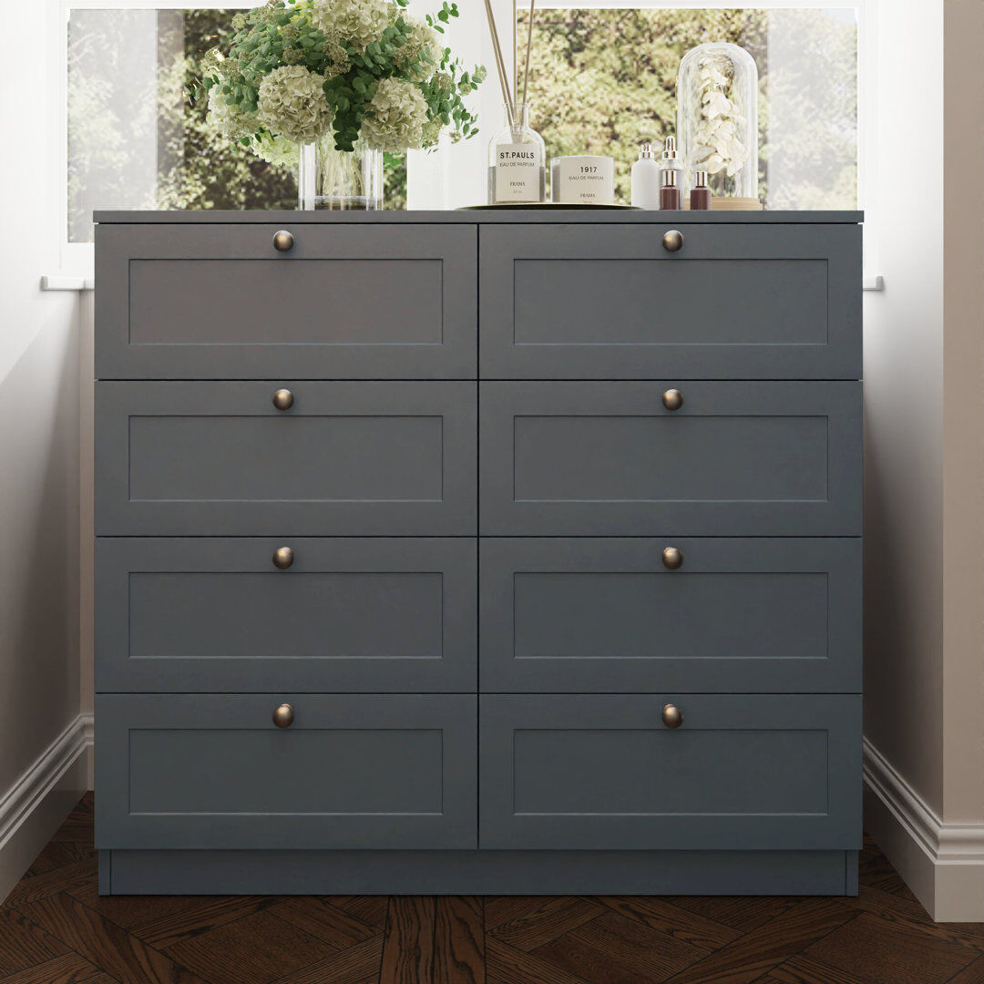 17 Stories Artus Shaker 8 Drawer Chest Of Drawers Matt Grey Gray 99cm H X 110cm W X 40cm D
