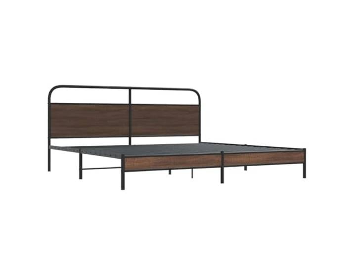 KTHLBRH Bettgestell aus Metall Eiche Braun 180 x 200 cm Lattenrost aus Stahl mit Kopfteil, robustes Bettgestell