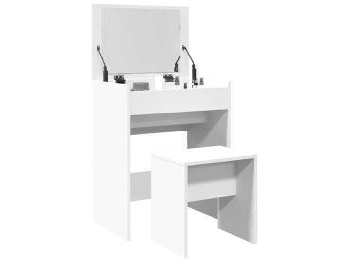 Xolmizyn Schminktisch mit Hocker, Kosmetiktisch 60x40x75 cm, Holzwerkstoff Inklusive praktischem Spiegel, Ein geräumiges Fach, Platzsparendes Design