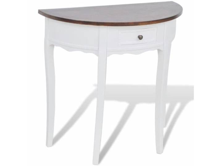 Console demi-ronde VIDAXL - Blanc - MDF + pin - 1 tiroir - Style Campagne