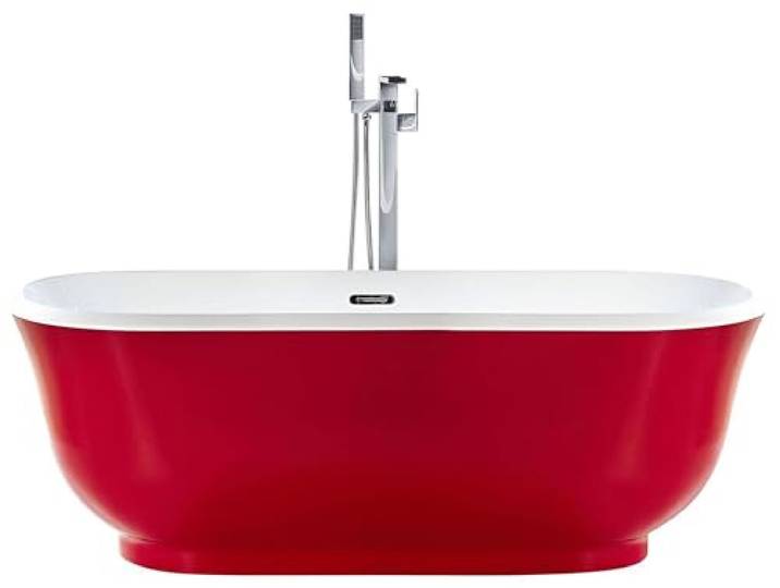 Badewanne freistehend oval rot in römischem Stil 170 x 77 cm Tesoro