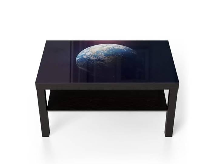 DEQORI Glastisch schwarz groß 90x50 cm Motiv Blick ins All ausgefallener Beistelltisch aus Glas Hochglanz Couchtisch fürs Wohnzimmer moderner Couch Tisch mit Design