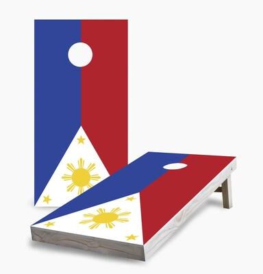 Skip's Garage Philippine Flag Cornhole Boards