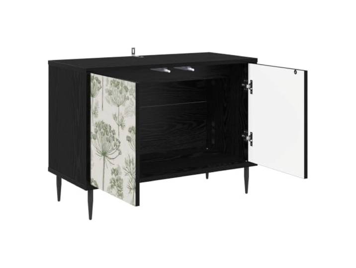 PUGYNBK Gotha TV-Schrank, 69 x 33 x 50,5 cm, Eiche, Schwarz Aufwändiges Holz, viel Stauraum, erhöhte Beine, einfache Reinigung, Wohnzimmer