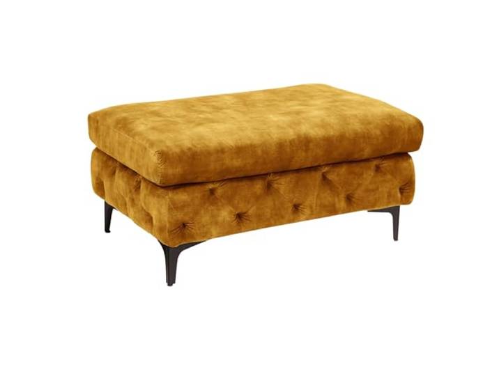 Riess Ambiente Hocker MODERN BAROCK 90cm - senfgelb - Samt Taschenfederkern Sitzmöbel, Taschenfederkern-Komfort, Ziersteppung, stabile Konstruktion, hochwertiger Samtbezug