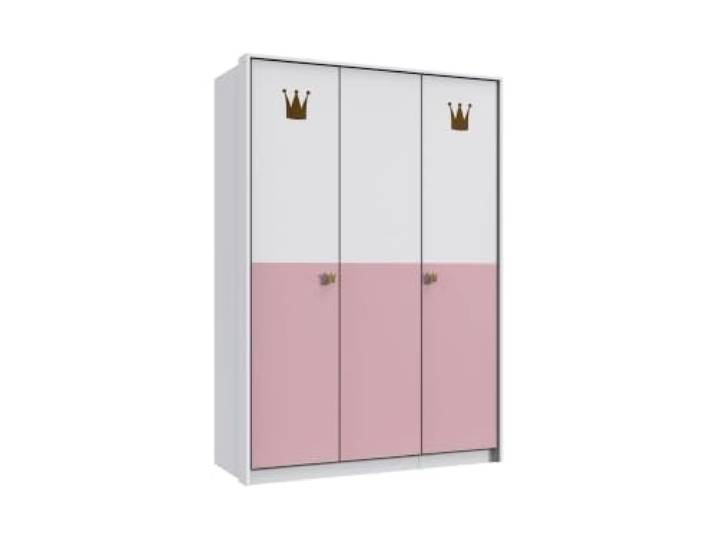 Kleiderschrank Cindy in Weiß und Rosa 3trg