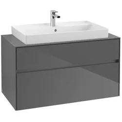 Villeroy & Boch Collaro Waschtischunterschrank C02000FP 100x54,8x50cm, Waschtisch mittig, Glossy Grey