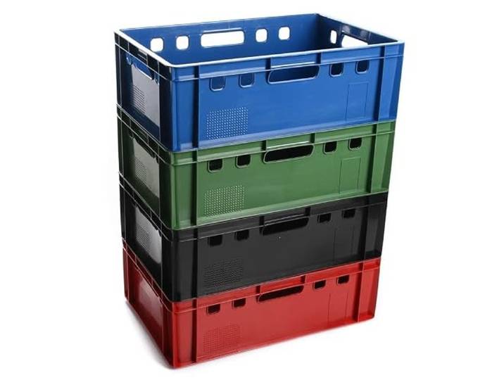 BirnePower Fleischerkiste E2 Blau 60x40x20 cm – Eurobox Stapelkiste 41L, Metzgerkiste HDPE Lebensmittelecht, Lagerkiste Euroformat für Fleisch & Industrie, Robust