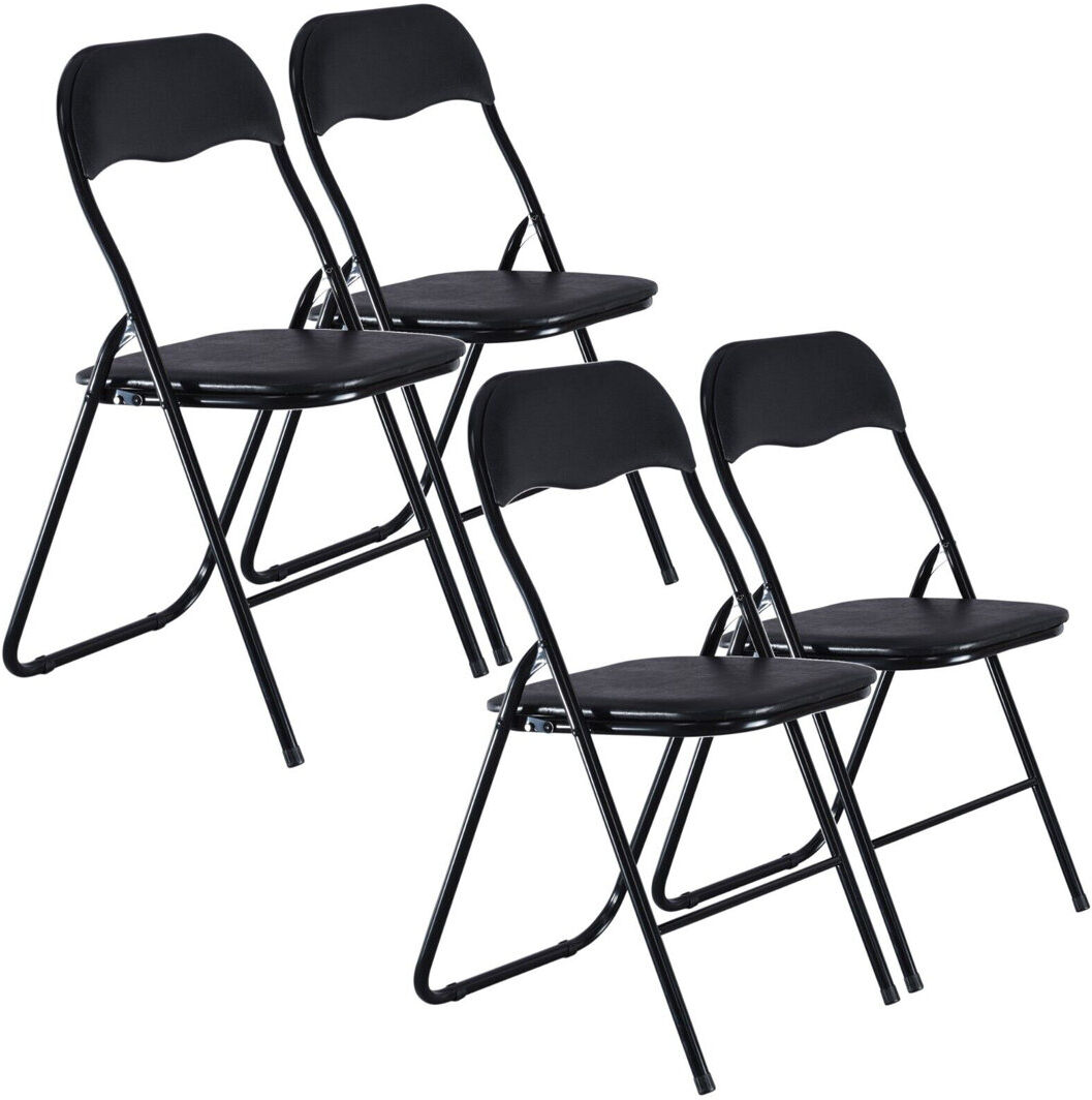 Inbox Zero Andaluss Velvet Padded Stackable Folding Chair Folding Chair Set Black 79cm H X 45cm D X 45cm W