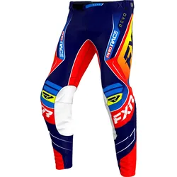 FXR Revo Alpha MX Nuke, Textilhose - Dunkelblau/Blau/Rot/Neon-Gelb - 34