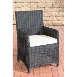 CLP Polyrattan Gartenstuhl Fontana 5mm schwarz/cremeweiß