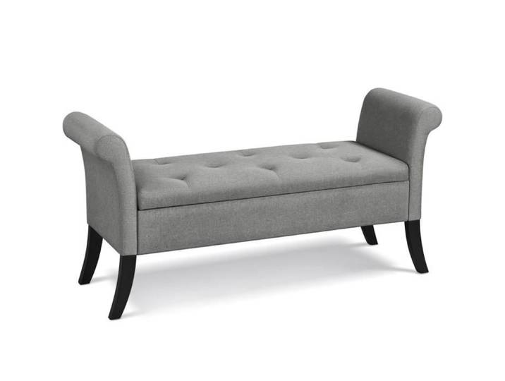 Banc de Rangement - YAHEETECH - Gris Clair - Accoudoirs - Espace de Stockage - 300kg