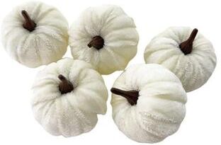 Uplift Picks Mini Foam Pumpkin Halloween Table Decor Set white