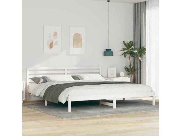 YUTAASU Bettrahmen mit Kopfteil Weiß 180 x 210 cm Massives Kiefernholz Plattform-Lattenrost, Kein Boxspring Nötig, Einfache Montage, Modernes Design