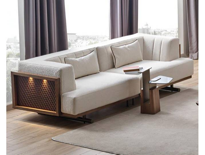 Xlmoebel Sofa Japandi Stil 3-Sitzer mit Beistelltisch im modernen Design, Sofa 2 Teile, Made in Europa