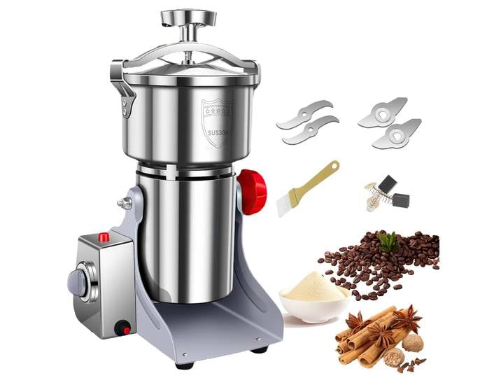 Moulin à Grains Multifonction en Acier Inoxydable, Moulin à Épices Électrique, Broyeur de Céréales, Café et Herbes pour la Cuisine à Domicile