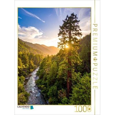 CALVENDO Puzzle Sonnenaufgang hinter Mammutbaum | 1000 Teile Lege-Größe 64x48cm Foto-Puzzle für glückliche Stunden