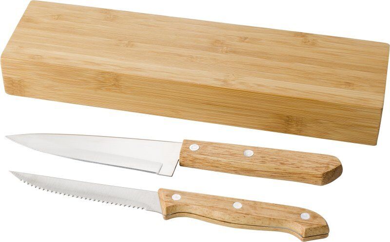 Set di coltelli tony   bambù   2 pz   scatola magnetica Personalizzate o neutre IMPRESSION