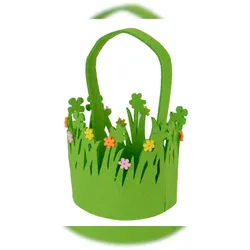Decoris Osterkörbchen 11x10cm Filzkorb mit Henkel Osterkorb Osternest Osterdeko Filztasche Ostereiersuche Sammeltasche Grün