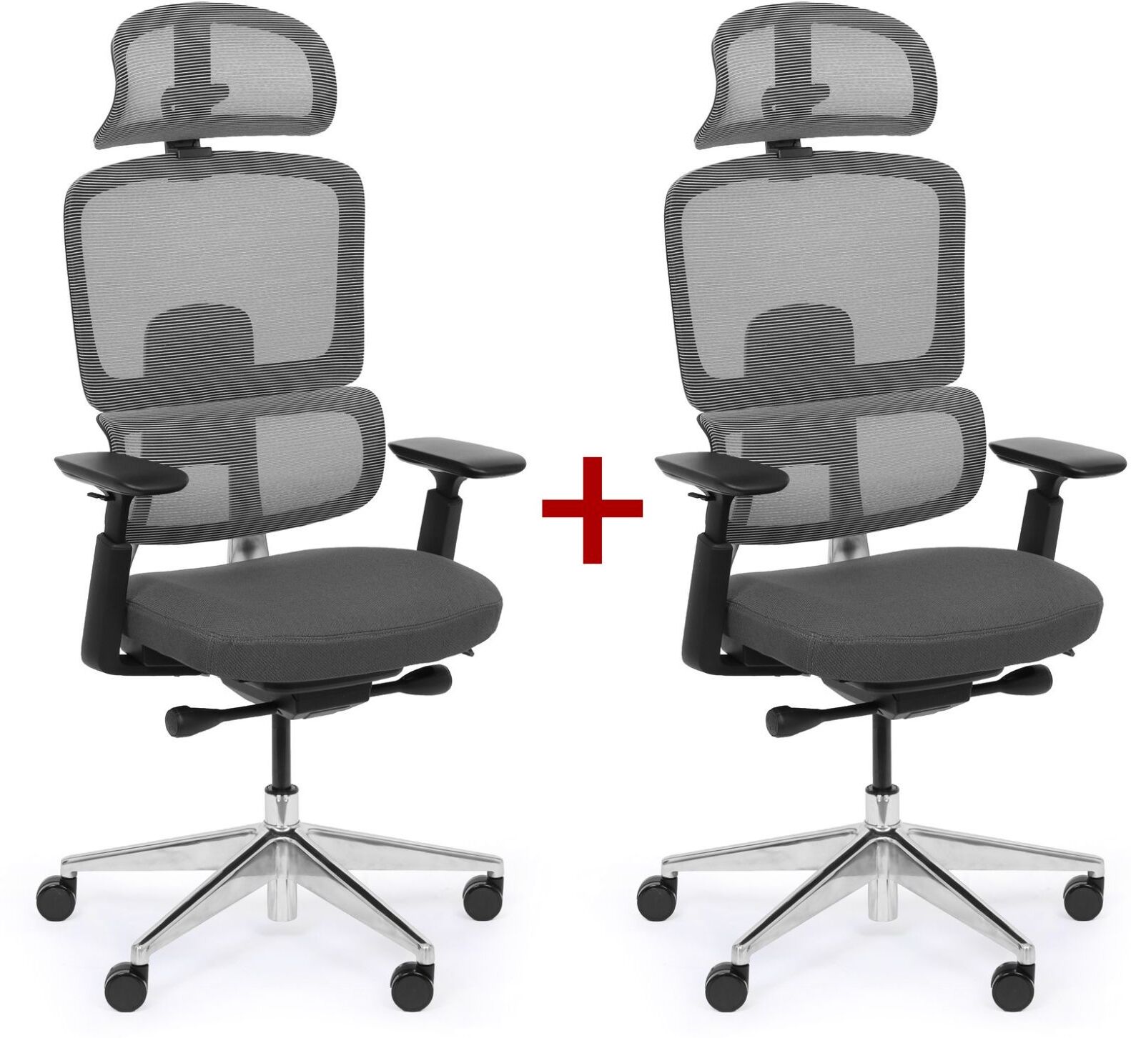 B2B Partner Bürostuhl WILMOT MF 1+1 GRATIS, schwarzer Rahmen, grau