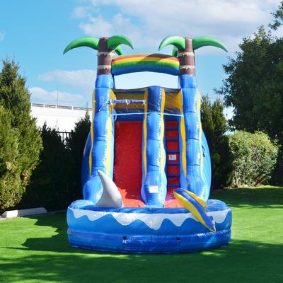 JumpOrange HeroKiddo 24 Ft Ocean Shark Inflatable Water Slide with Detachable Pool, Indoor Outdoor Wet Dry Slide