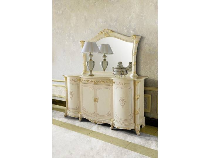 JVmoebel Kombikommode Elegante Kombikommode aus Holz in Weiß mit Spiegel und Konsole (Kombikommode + Spiegel), Made in Italy