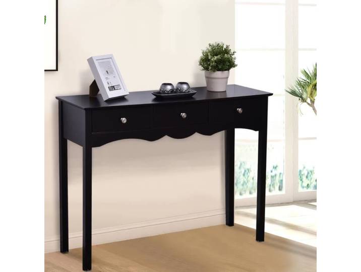 COSTWAY Console Meuble d'Entrée - 3 Tiroirs -100 x 32 x 75 CM Style Contemporain pour Salon Couloir Noir