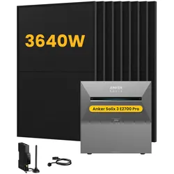 Anker SOLIX Solarbank 3 E2700 Pro Solaranlage, mit 8 x 455W Bifazialen Solarmodulen, by Powerness - 5.4kWh / 1 x Smart Meter / Selbstabholung