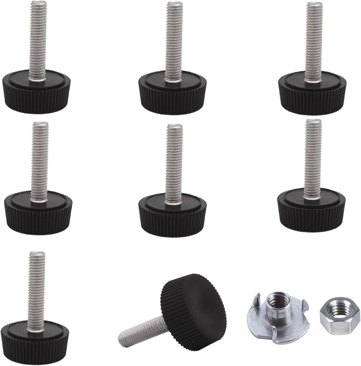 LTPRTZ Verstelbare metalen meubelpoten M5 x 20 mm - 8 stuks - Steel