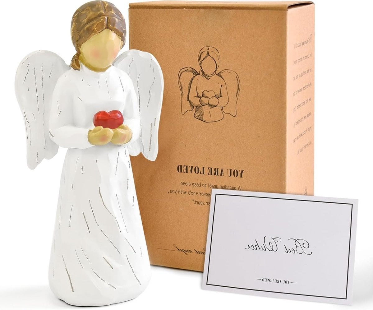 Engelbeeld voor vrouwen, bewaker engel met hart, decoratief standbeeld voor herinnering en sympathie