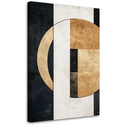 LEINWANDBILD Geometrische Abstraktion in Schwarz und Gold 70x100cm