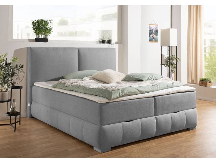 Boxbett, Grau, 190x213 cm, Holzwerkstoff, Bettkasten & Topper, Klassisch, Otto